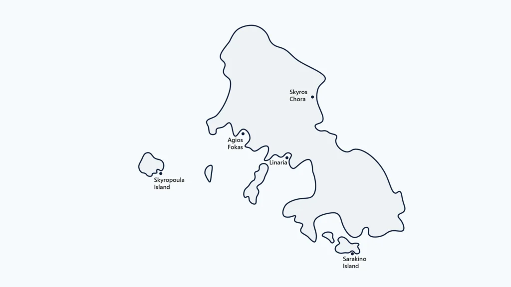 Map of Skyros showing Linaria and nearby islets