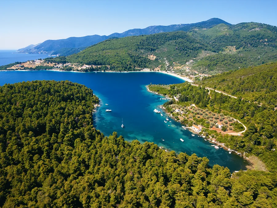 Panormos Bay anchorage in Skopelos